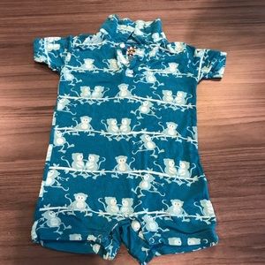 KICKEE PANTS boys polo romper 6-12 months
